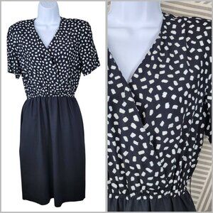 Vtg 80s Shirt Dress 8 Medium Midi Grunge Secretary Professional Alt Geometric